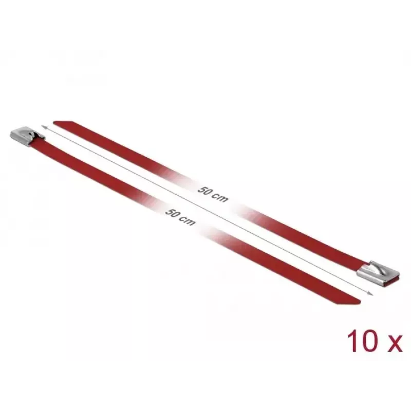 Abraçadeira DeLOCK 18784 aço vermelho 500 mm 10 unid.