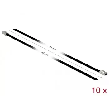 Abraçadeira DeLOCK 18810 aço inoxidável preto 10 unid.