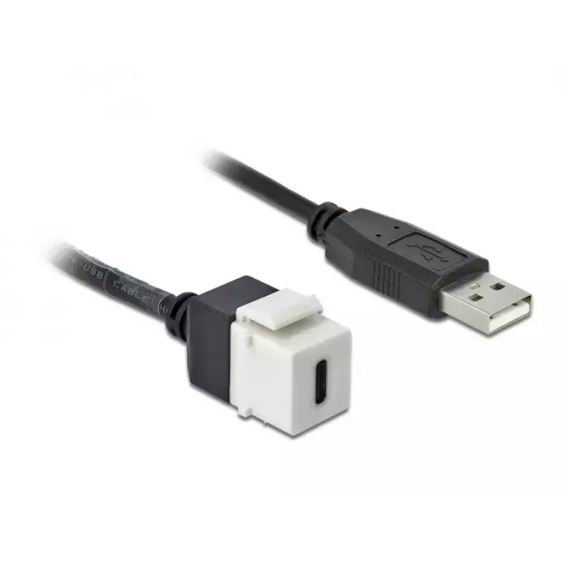 Módulo Keystone DeLOCK 86382 plano preto branco USB C