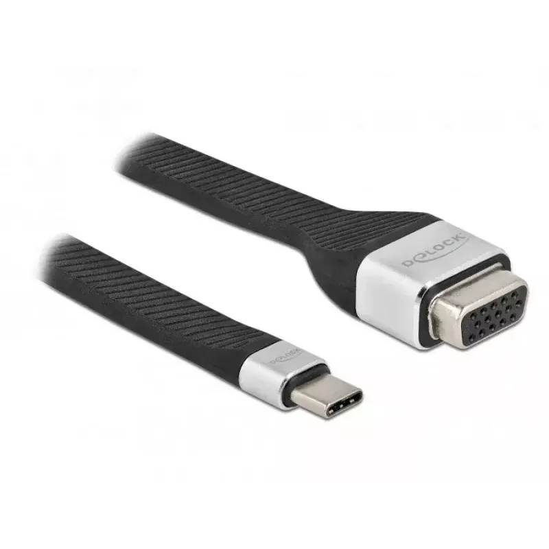 Cabo plano FPC DeLOCK USB Type-C para VGA 86935