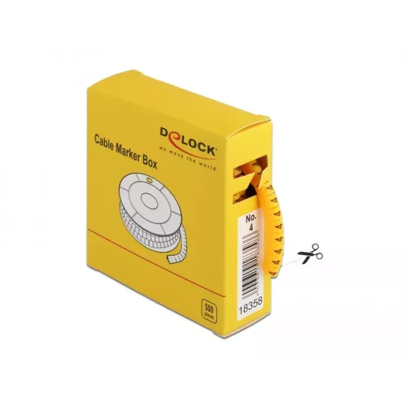 Caixa de identificação de cabos DeLOCK n.º 4 amarelo 500 unid.