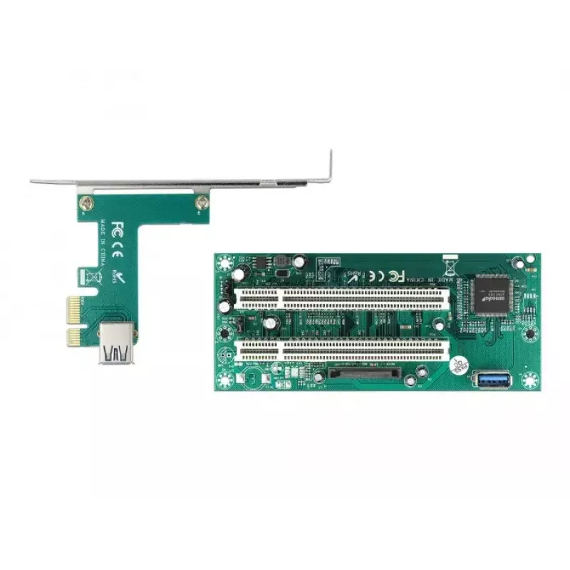 Placa riser DeLOCK PCI Express x1 para 2 x PCI 32 Bit slot cabo 60 cm