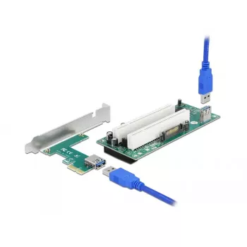 Placa riser DeLOCK PCI Express x1 para 2 x PCI 32 Bit slot cabo 60 cm
