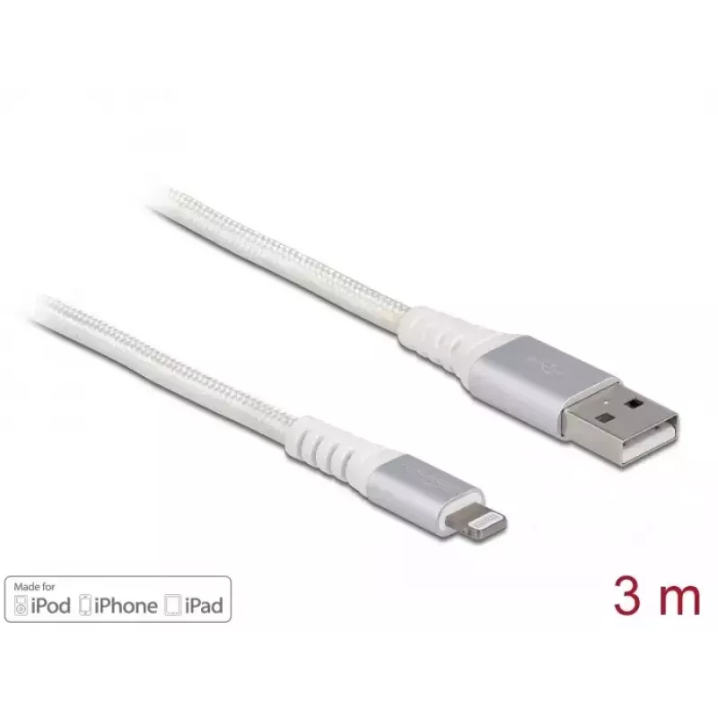 Cabo de dados e carregamento USB DeLOCK para iPhone iPad iPod 3 m Lightning