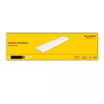 Calha para cabos DELOCK 20886, polipropileno, branco, 300×85×10 mm, 2 unid.