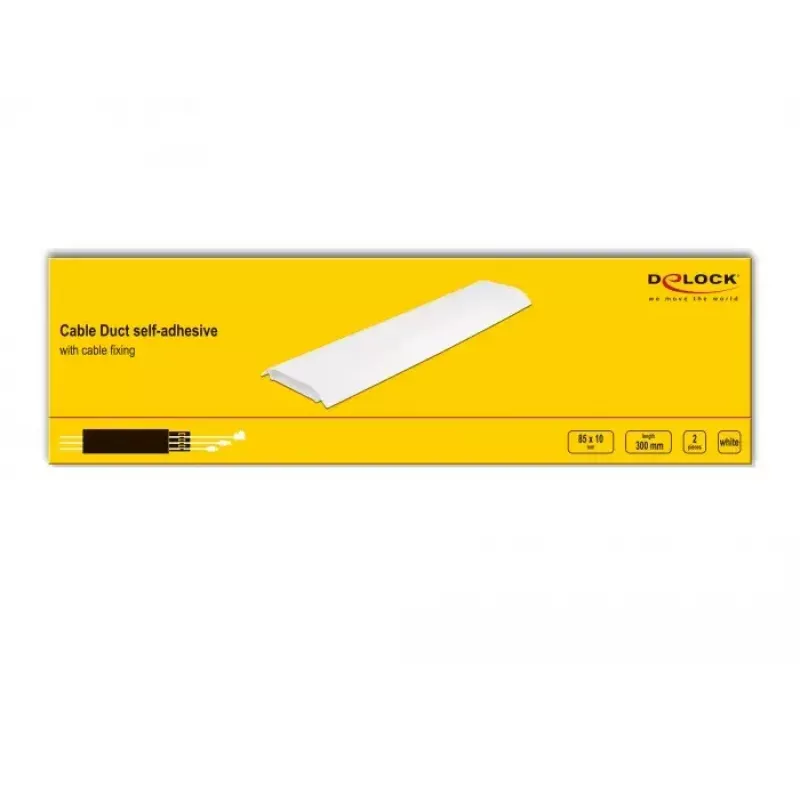 Calha para cabos DELOCK 20886, polipropileno, branco, 300×85×10 mm, 2 unid.