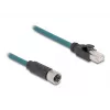 Cabo adaptador DeLOCK M12 codificado X, 8 pinos, fêmea para RJ45, macho, 50 cm