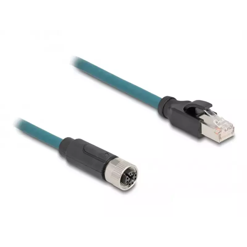 Cabo adaptador DeLOCK M12 codificado X, 8 pinos, fêmea para RJ45, macho, 50 cm