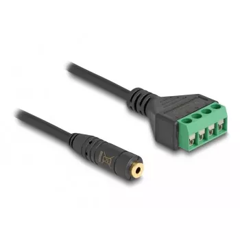 Cabo de áudio DeLOCK 66268 0,2 m 3,5 mm fêmea terminal macho preto verde