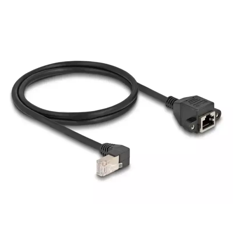 Cabo de extensão de rede DeLOCK S/FTP RJ45 90° angular para RJ45 Cat.6A 1 m preto