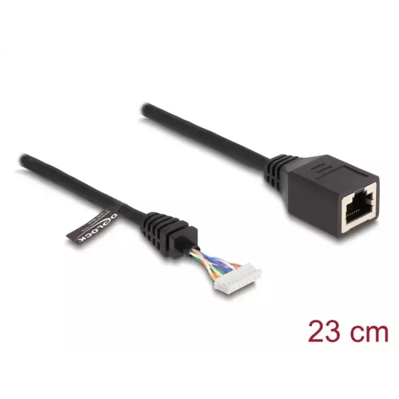 Cabo de rede DeLOCK 88006 RJ45 fêmea para barra de pinos fêmea Cat5e 0,23m preto