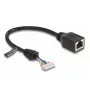 Cabo de rede DeLOCK 88006 RJ45 fêmea para barra de pinos fêmea Cat5e 0,23m preto