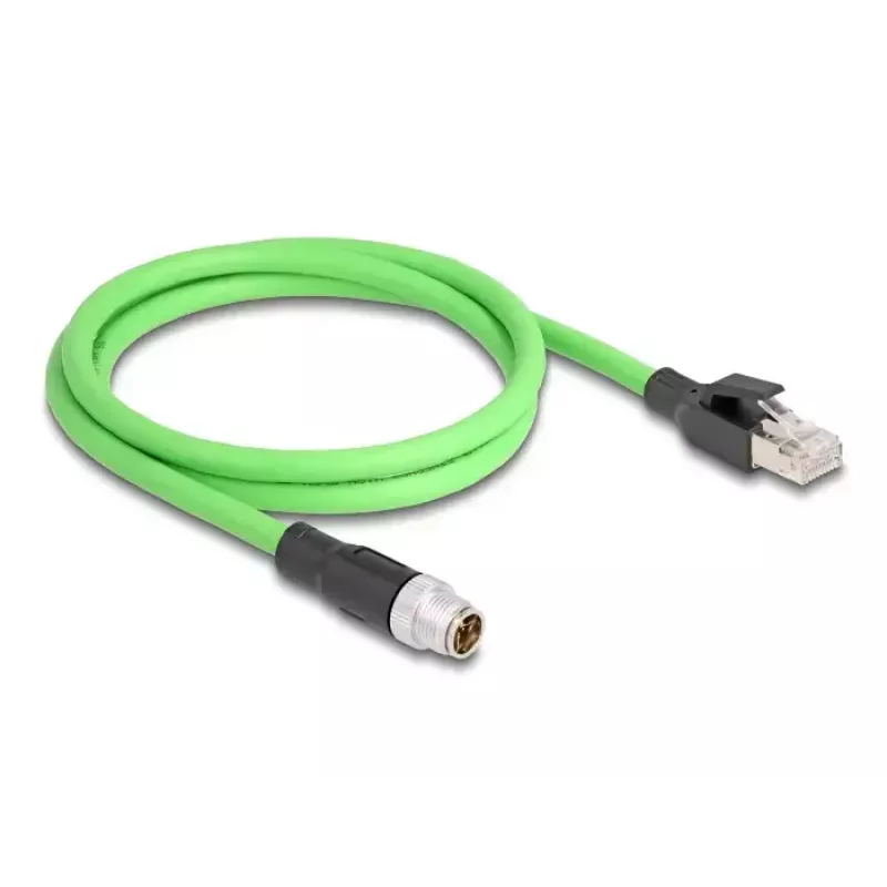 Cabo de rede DeLOCK M12 cabo codificado X 8 pinos macho para RJ45 macho PUR TPU 2m