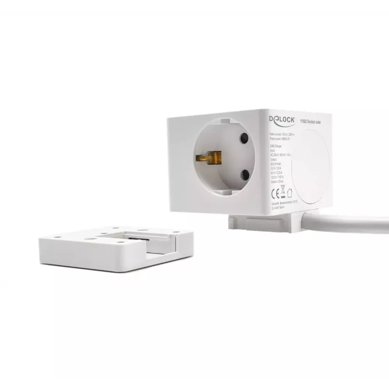 Extensão de alimentação DeLOCK 11502 1,5 m 3 tomadas AC interior branco