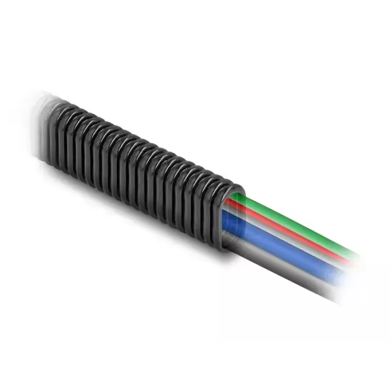 Manga de proteção para cabos oval flexível em plástico DELOCK 13,6 x 6,3 mm, 5 m, preto