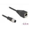 Cabo de rede DeLOCK M12 A-codificado 8 pinos ficha para conector fêmea RJ45 Cat5e 0,5 m preto