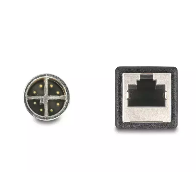 Cabo DeLOCK M12 X-codificado 8 pinos ficha para conector fêmea RJ45 Cat5e 0,5 m preto
