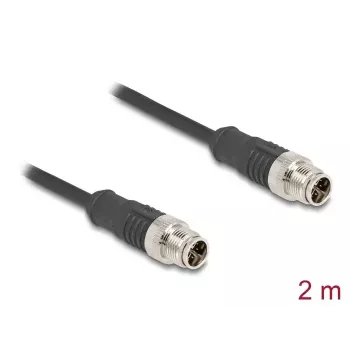Cabo de rede DeLOCK M12 X-codificado 8 pinos ficha para ficha Cat5e 2 m preto