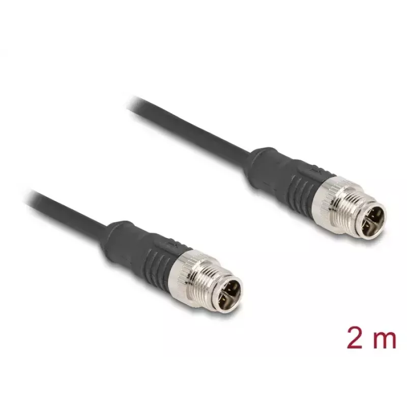 Cabo de rede DeLOCK M12 X-codificado 8 pinos ficha para ficha Cat5e 2 m preto