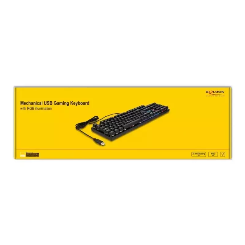 Teclado gaming DeLOCK 12115 USB QWERTZ alemão preto mecânico RGB