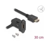 DeLOCK HDMI conector fêmea para painel 45° angular para HDMI macho cabo 30 cm 8K 60 Hz preto
