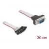 Cabo RS-232 plano DELOCK conector fêmea 9 pinos para D-Sub 9 pinos macho com porcas, 30 cm, preto/cinzento