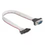 Cabo RS-232 plano DELOCK conector fêmea 9 pinos para D-Sub 9 pinos macho com porcas, 30 cm, preto/cinzento