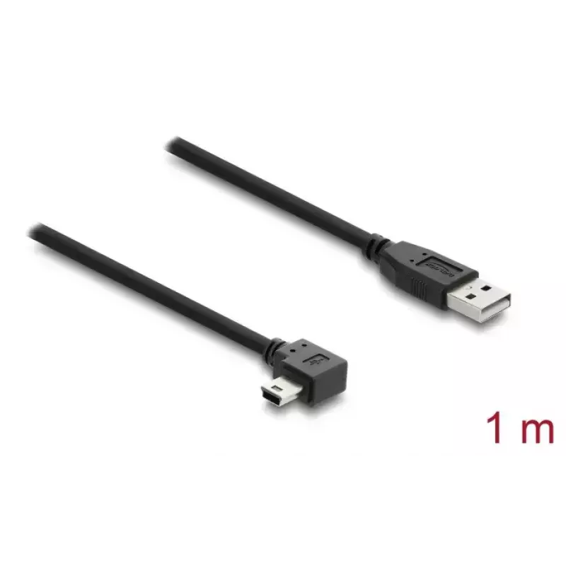 Cabo USB 2.0 DELOCK Type-A (macho) para Mini-USB B (macho) angular, 1 m, preto