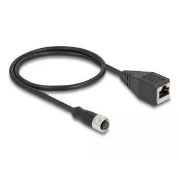 Cabo adaptador DeLOCK M12 D-codificado 4 pinos fêmea para fêmea RJ45 50 cm
