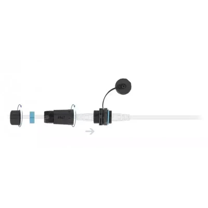 DeLOCK 86701 Acoplador impermeável RJ45 fêmea para fêmea Cat.6A com tampa, preto