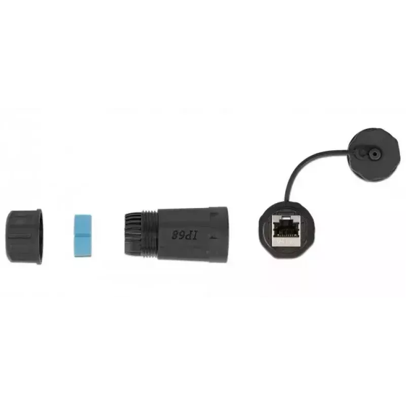 DeLOCK 86701 Acoplador impermeável RJ45 fêmea para fêmea Cat.6A com tampa, preto