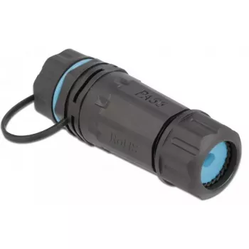 DeLOCK 86701 Acoplador impermeável RJ45 fêmea para fêmea Cat.6A com tampa, preto