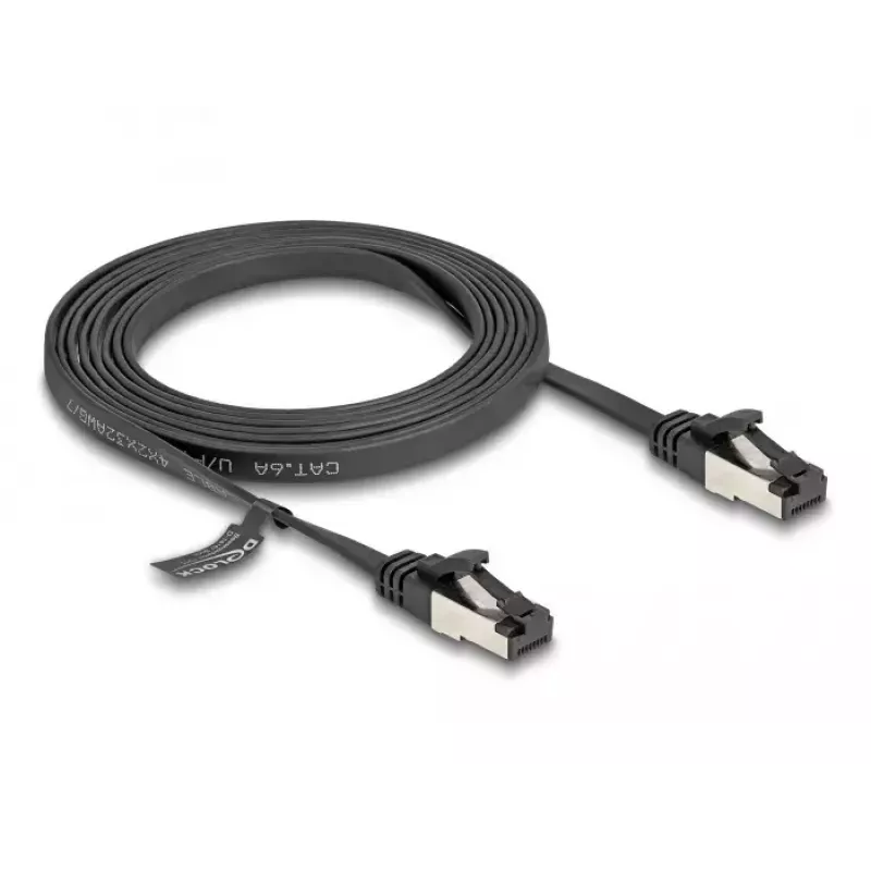 Cabo de rede DeLOCK RJ45 cabo patch plano macho para macho Cat.8.1 2 m preto