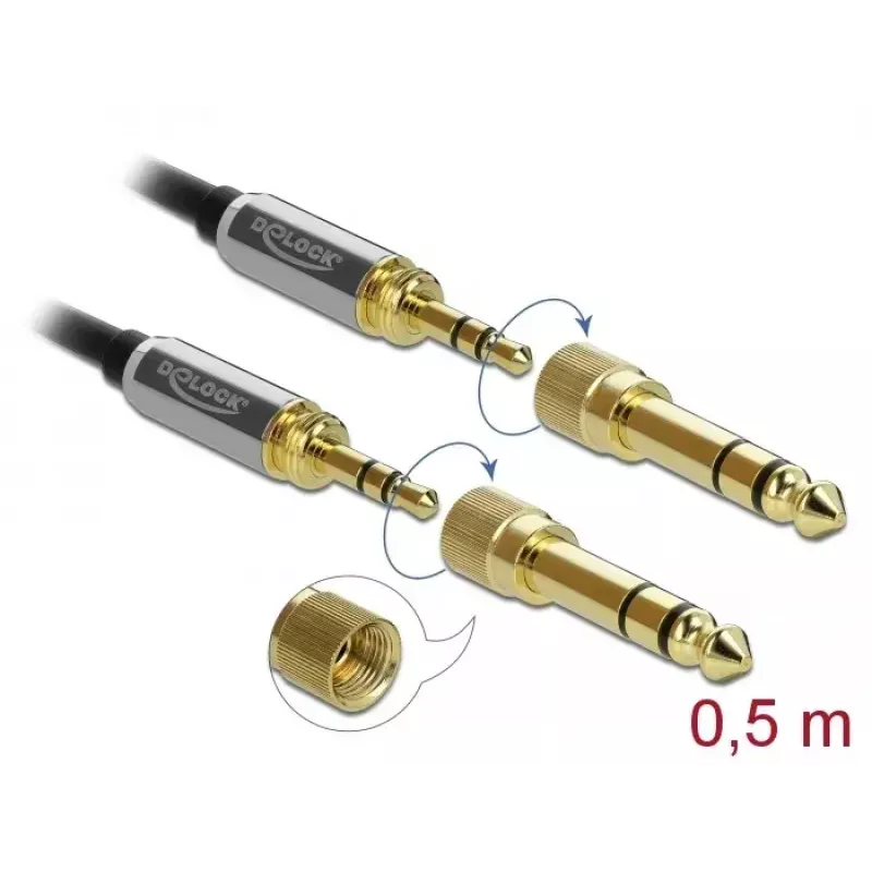 Cabo de áudio DeLOCK 85784 0,5 m 3,5 mm preto cinzento