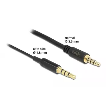 Cabo de extensão de áudio DeLOCK 66074 3,5 mm 4 pinos macho para fêmea ultra fino 0,5 m preto
