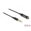 Cabo de extensão de áudio DeLOCK 66074 3,5 mm 4 pinos macho para fêmea ultra fino 0,5 m preto