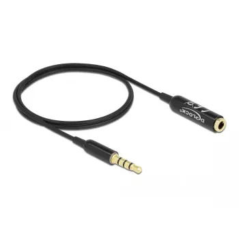 Cabo de extensão de áudio DeLOCK 66074 3,5 mm 4 pinos macho para fêmea ultra fino 0,5 m preto