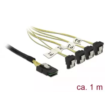 Cabo de alimentação interno DeLOCK 85687, 1 m, Mini SAS SFF-8087 para 4 SATA
