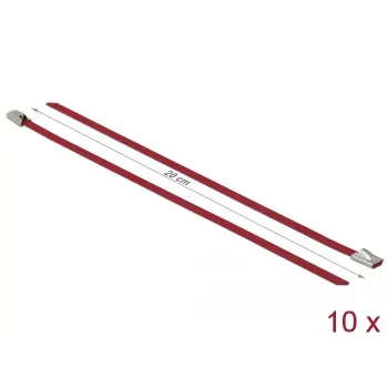 Abraçadeira DeLOCK 18777 aço inoxidável vermelho 200 mm 10 unid.