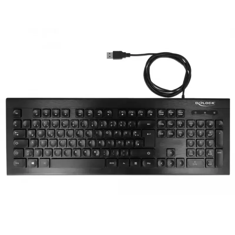 Teclado DeLOCK 12672 Office USB QWERTZ alemão preto