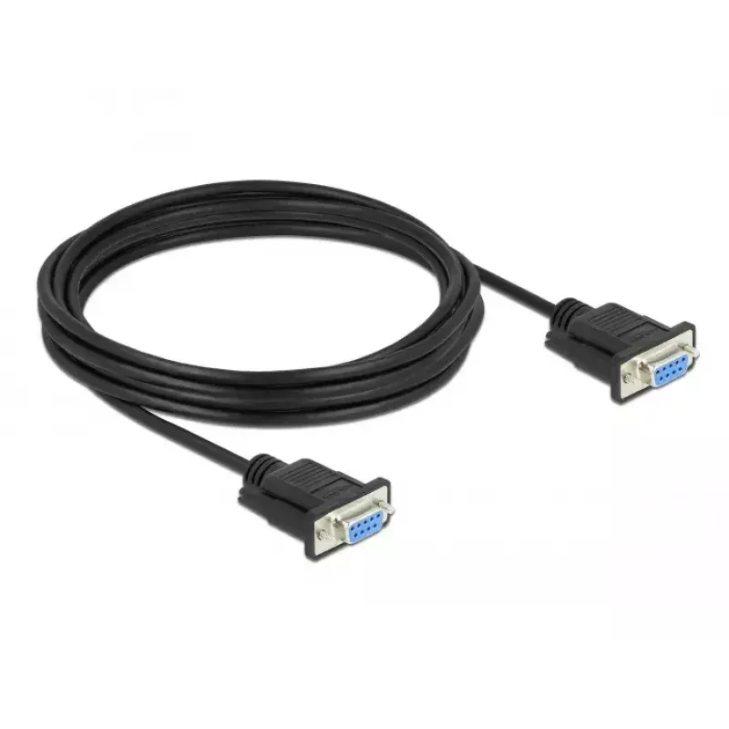 Delock Cabo null modem RS-232, D-Sub 9 fêmea para fêmea, caixa de conector fina, 4 m, preto