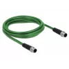 DeLOCK 85918 Cabo industrial M12 codificação D de 4 pinos ficha a ficha, SF/FTP, sem halogéneos, 2 m, verde