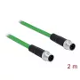 DeLOCK 85918 Cabo industrial M12 codificação D de 4 pinos ficha a ficha, SF/FTP, sem halogéneos, 2 m, verde