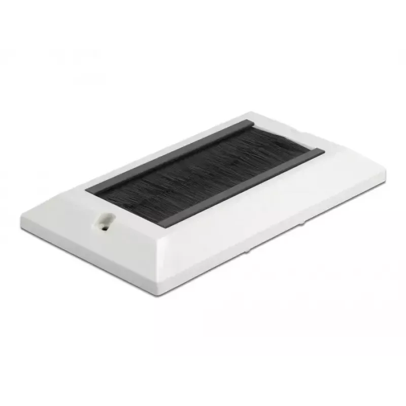 DeLOCK Placa de cobertura para gestão de cabos 146 x 86 mm com tiras de escova pretas, branco (66492)