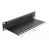 Painel de escovas DeLOCK 10 polegadas régua de escovas para gestão de cabos com placa de suporte de cabos 1 U preto
