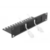 Painel de escovas DeLOCK 10 polegadas régua de escovas para gestão de cabos com placa de suporte de cabos 1 U preto
