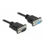 Delock Cabo null modem RS-232, D-Sub 9 macho para fêmea, caixa de conector fina, 1 m, preto