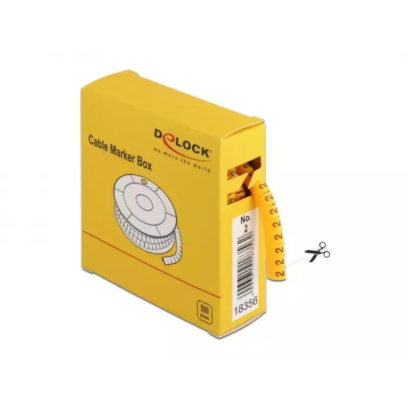 Marcadores de cabos DeLOCK 18356 amarelo 500 unid.