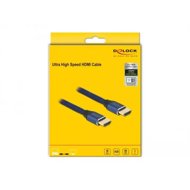 Cabo HDMI DeLOCK Ultra High Speed 48 Gbps 8K 60 Hz azul 3 m