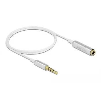 Cabo de extensão de áudio DeLOCK 66072 3,5 mm ficha macho para ficha fêmea ultra fino 0,5 m branco